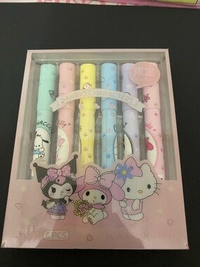 Sanrio Pastel Character Gel Pen Set - Mint, Pink, Yellow, Blue, Lavender